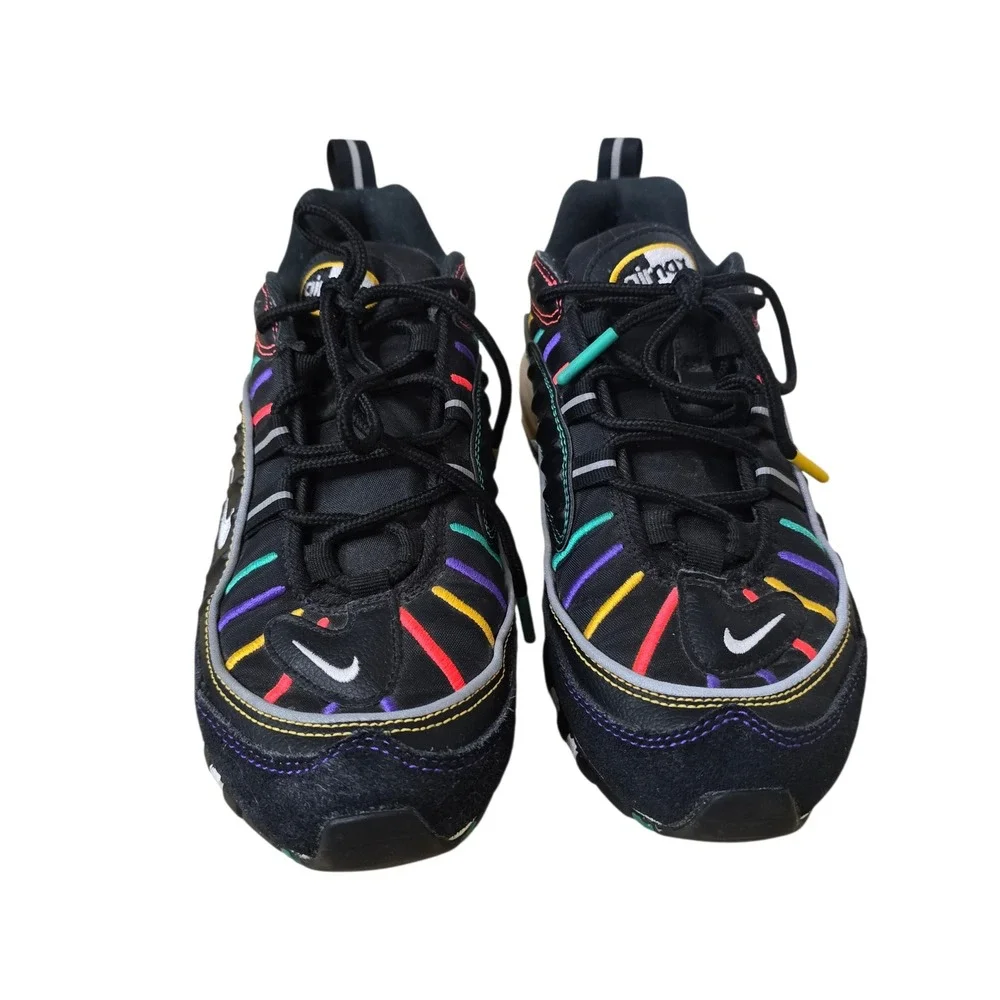 Nike Air‎ Max 98 Black Multicolor Stripes Athletic Running Shoes GS Size 6.5Y